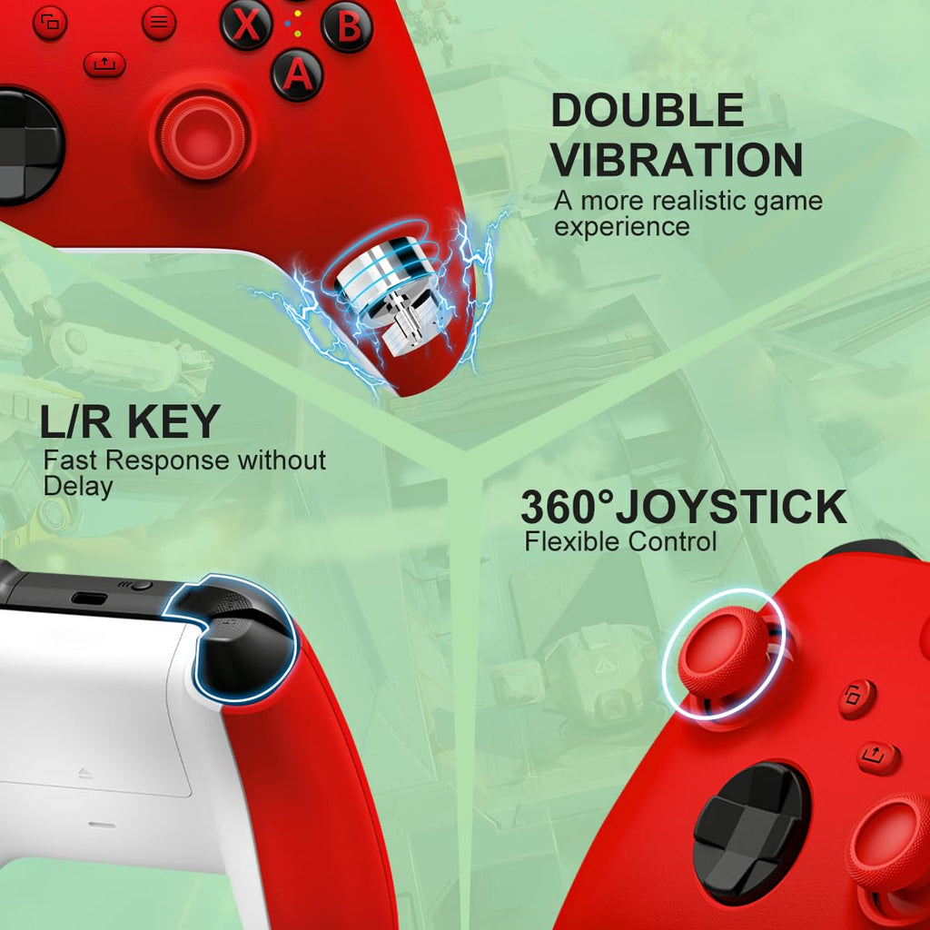 For One Controller,Wireless Gaming Xbox Controller Compatible with Xbox Series X|S, Xbox One, Windows PC,Red