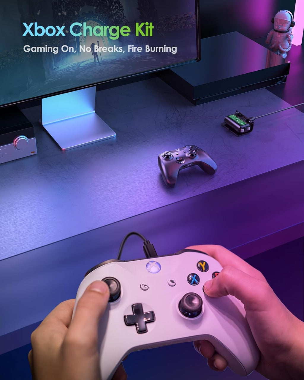 Rechargeable Controller Battery Pack, Play & Charge Kit for Xbox One/Xbox Series X|S - 40H Playtime, 2.5H Full Charge, with Cover & Charging Cable, Xbox Accessories for Xbox One S/One X/One Elite