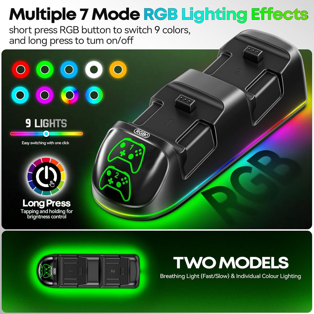 Controller Charger Station with 2 Packs 5580mWh Rechargeable Battery for Xbox Series X/S/One/Elite/Core Controller, Charging Dock for Xbx with 4 Packs Covers for Xbox One Console