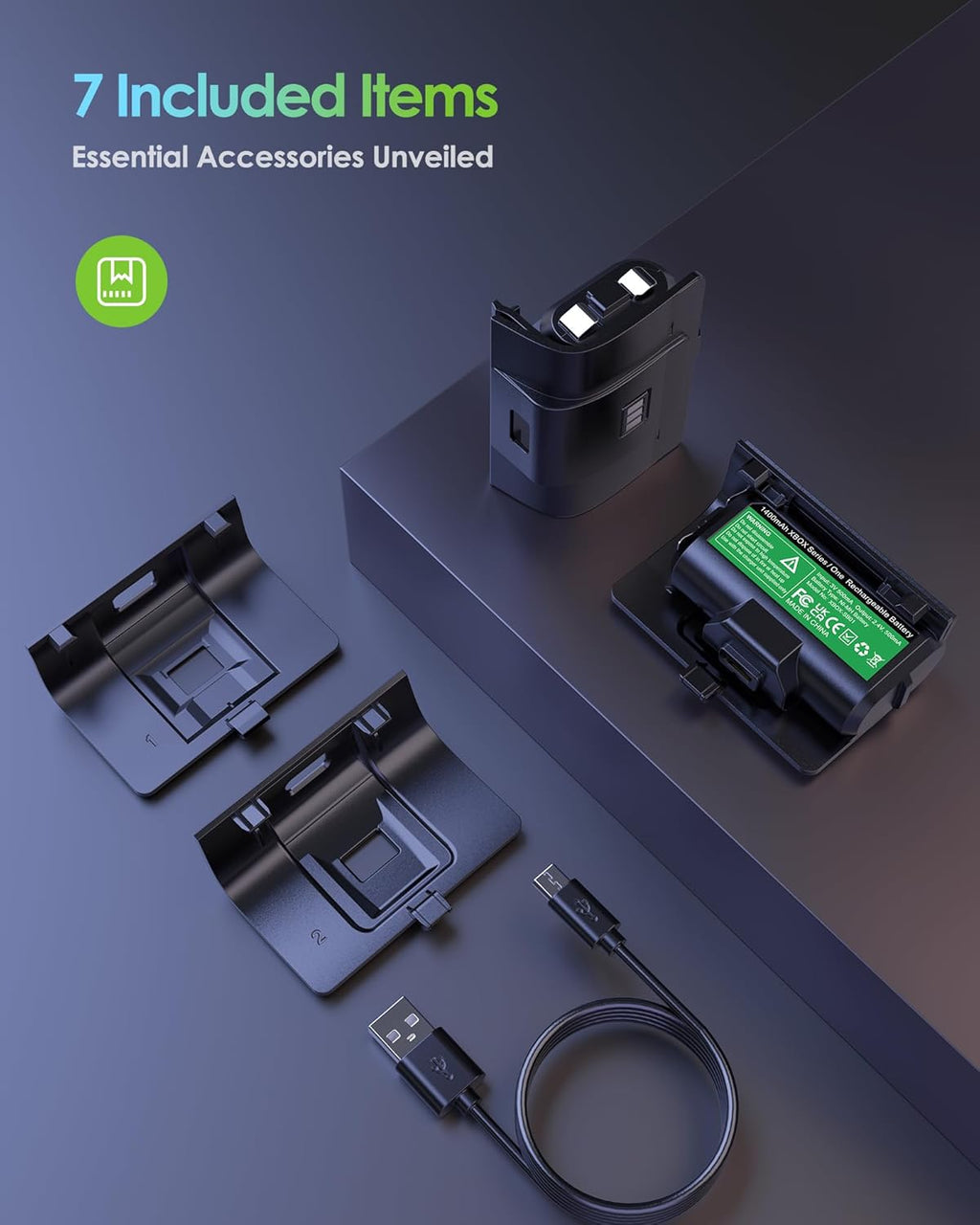 Rechargeable Controller Battery Pack, Play & Charge Kit for Xbox One/Xbox Series X|S - 40H Playtime, 2.5H Full Charge, with Cover & Charging Cable, Xbox Accessories for Xbox One S/One X/One Elite